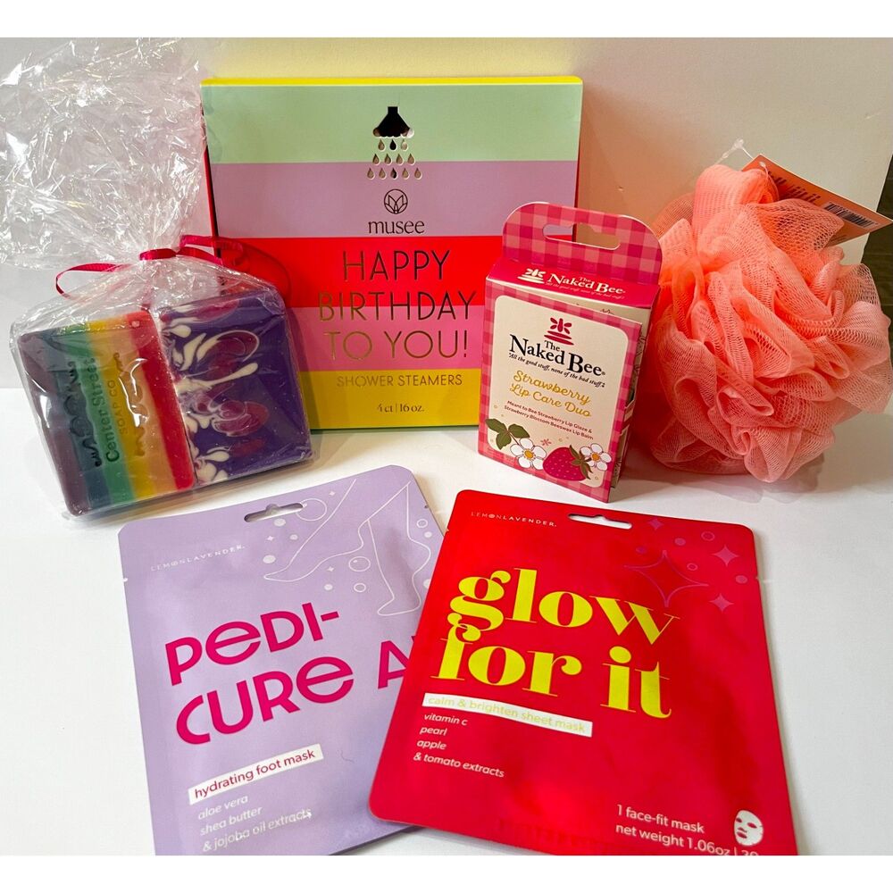 Spa Gift Bundle Bath & Body Set | Shower Steamers Soap Lip Care Masks & Loofah